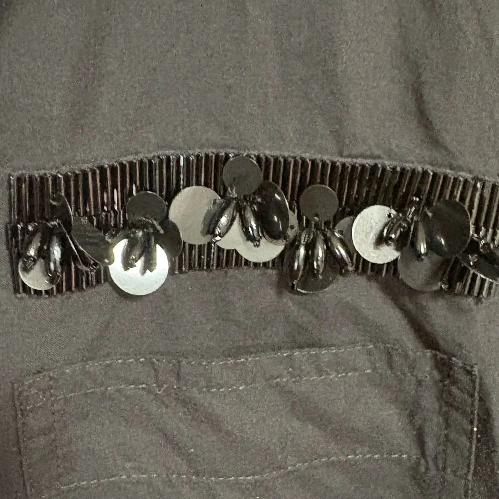 J. Crew Black Sequin Detail Pocket Button Down Shirt Size‎ 0